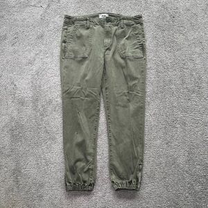 PAIGE Mayslie Jogger Pants Women's 31 Green Cropped Ankle Zip Mid Rise (36x26)